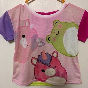 Squishmallows Pink and Purple Unicorn Pajama Set with shorts and pants